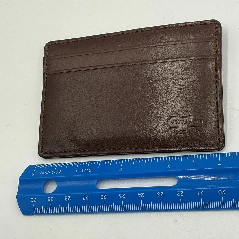 Coach Leather Executive Slim Card Case Wallet Mahogany FS4664 Vintage
